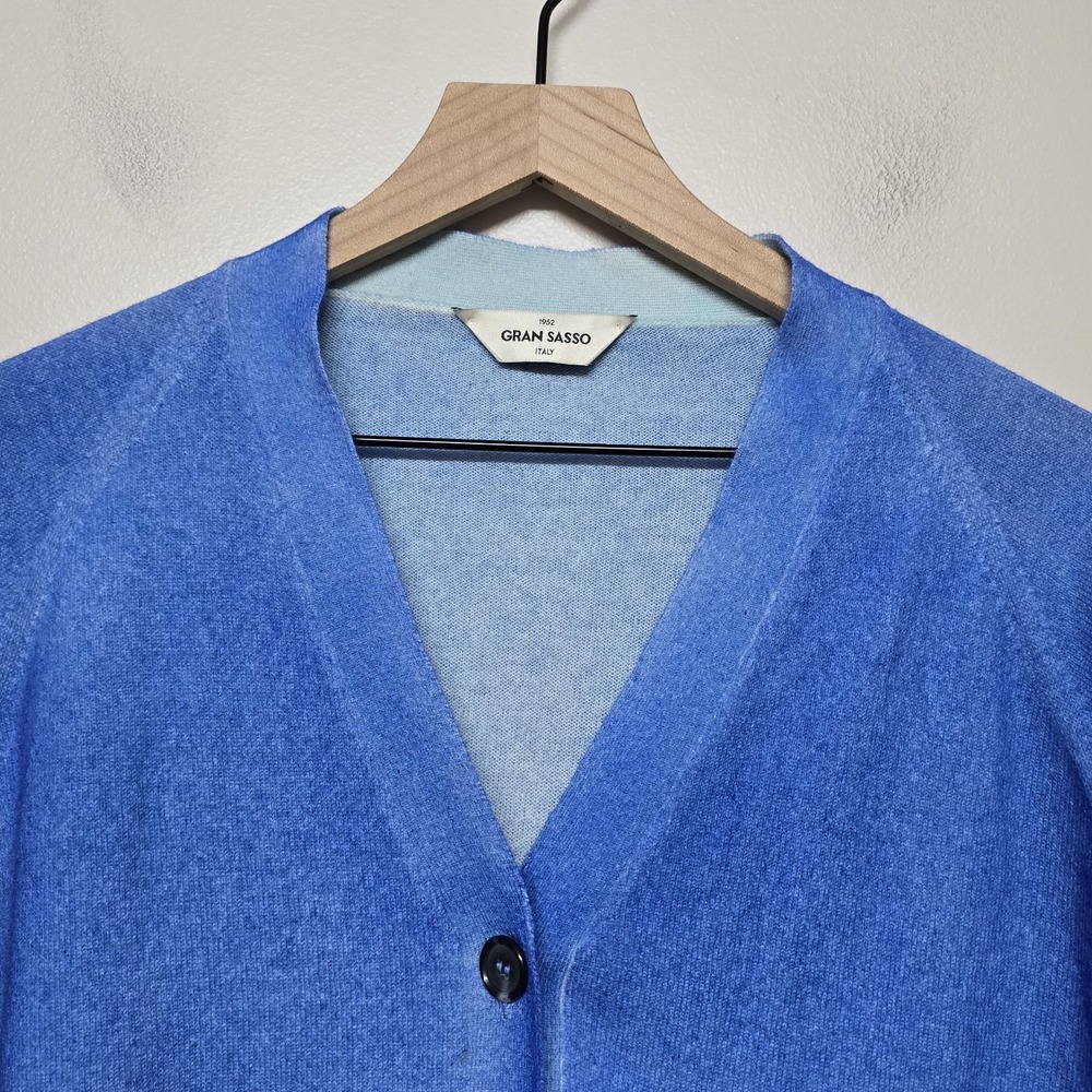 Gran Sasso Italy 100% Cashmere Twinset Cardigan & Sweater Blue Women's Size 46 - Picture 8 of 16